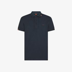 Polo con trattamento vintage in piquet di cotone blu navy