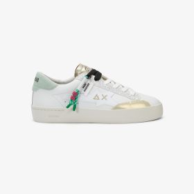 White/aquamarine green Katy leather sneaker