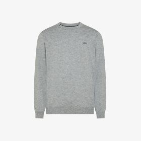 Maglia girocollo in cotone e lana grigio chiaro