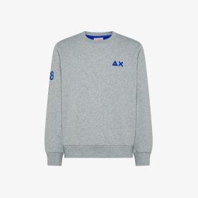 Felpa girocollo in cotone con logo fluo grigio chiaro