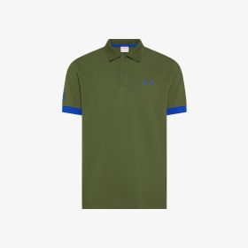 Polo con maxi logo in cotone verde scuro