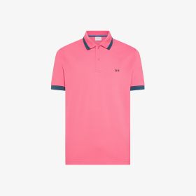 Fuchsia short-sleeved cotton polo