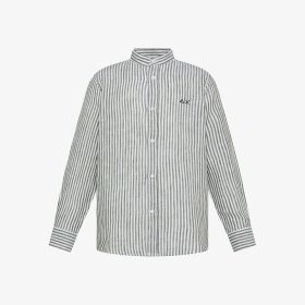 Dark green/white striped linen shirt