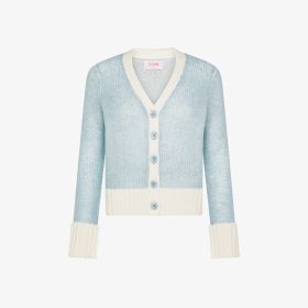 Cardigan in lana e alpaca azzurro chiaro bice