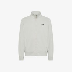 Felpa in cotone con zip grigio chiaro