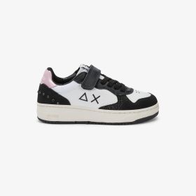 Sneaker Kid Girl's Basket Love Lady con cinturino e lacci nero