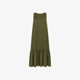 Abito in misto lino verde scuro