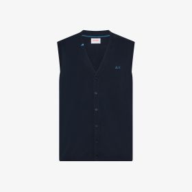 Gilet in maglia di cotone blu navy