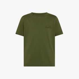 Military green vintage-effect cotton T-shirt