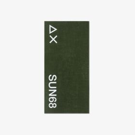 Dark green cotton terry beach towel