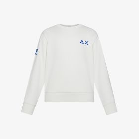 Felpa girocollo in cotone bianco panna