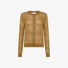 Cardigan crochet in lana e alpaca marrone deserto