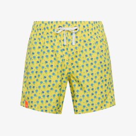 Yellow printed nylon beach shorts