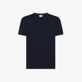 Navy blue cotton jersey t-shirt with pocket