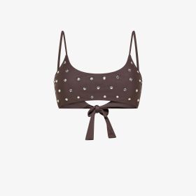 Cacao brown rhinestone bikini top