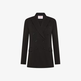 Blazer doppiopetto in piquet di cotone nero