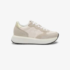 Sneaker Big Ally Gold in suede e nylon bianco panna