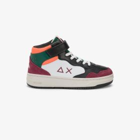 Bordeaux Boy's Big Basket Evo Midi strap closure sneaker