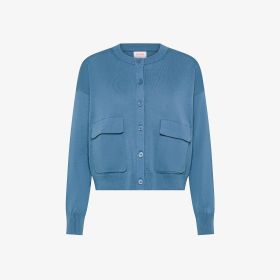 Cardigan in maglia di cotone blu avio