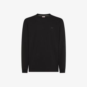 Black stretch cotton piqué t-shirt