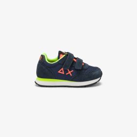 Sneaker Baby Boy's Tom Fluo in nylon e suede navy blue