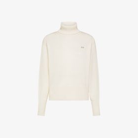Maglia dolcevita in lana e cashmere bianco panna