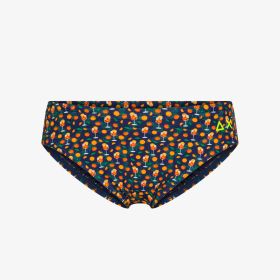 Navy blue printed nylon swim briefs