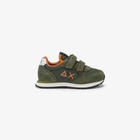 Sneaker Boy's Tom Solid in nylon e suede verde militare scuro