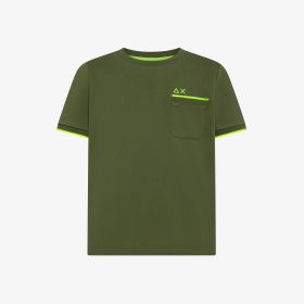 T-shirt in piquet di cotone verde scuro