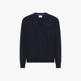 Cardigan in cotone e lana navy blue