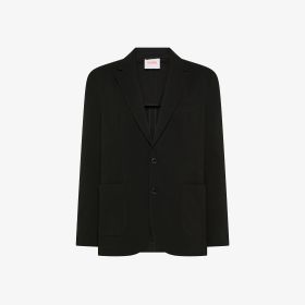 Black cotton piqué blazer