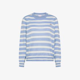 Maglia a righe in lana e cashmere sky blue/bianco