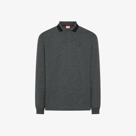 Polo in piquet con maniche lunghe grigio scuro