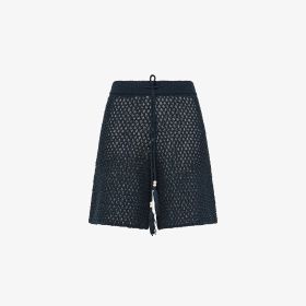 Navy blue cotton crochet knit shorts