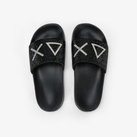 Ciabatte in PU con strass nero