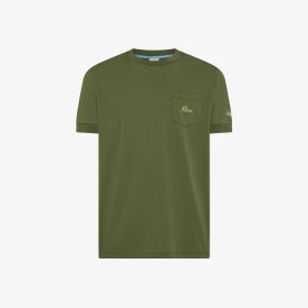 T-shirt in jersey di cotone con ricamo verde scuro