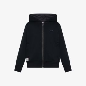 Black cotton fleece zip hoodie