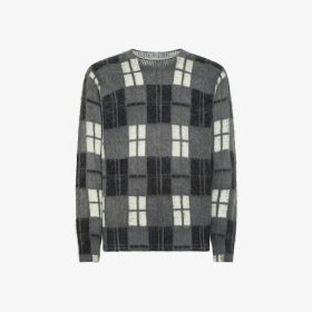 Maglia check in lana e alpaca grigio scuro