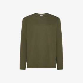 T-shirt in cotone con maniche lunghe verde militare scuro