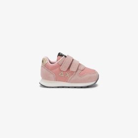 Dark pink Girl's Ally Gold Silver suede and nylon sneaker