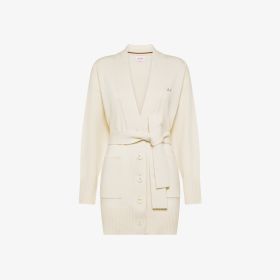 Off white wool and cashmere cardigan with belt
