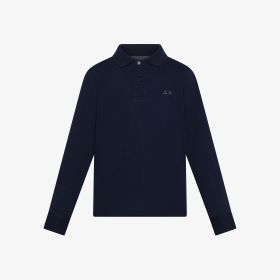 Polo in piquet di cotone con patch navy blue