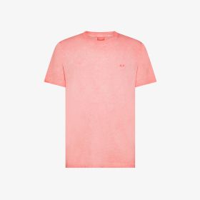 T-shirt in jersey di cotone rosa fenicottero
