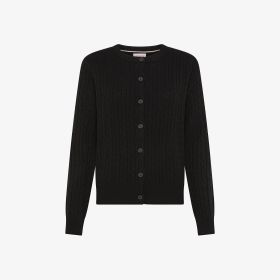 Cardigan in lana e cashmere a trecce nero