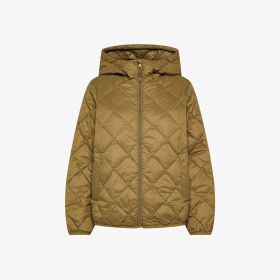 Piumino corto in nylon trapuntato beige scuro