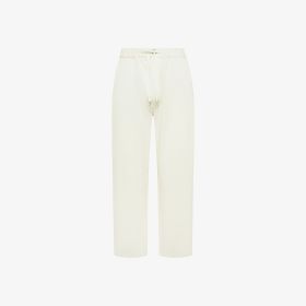 Pantaloni chino in velluto con coulisse bianco panna