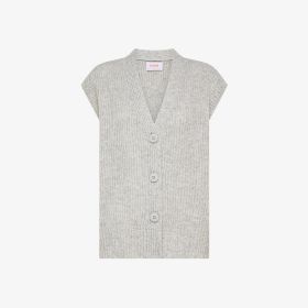 Light grey ribbed wool and alpaca vest