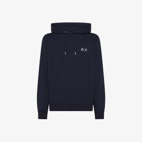 Felpa in cotone con cappuccio e coulisse navy blue