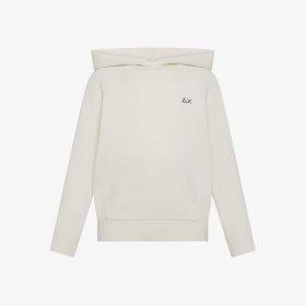 Maglia in lana e cashmere con cappuccio bianco panna