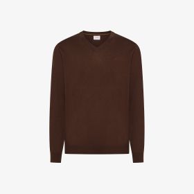 Maglia in cotone e lana con scollo a V testa di moro